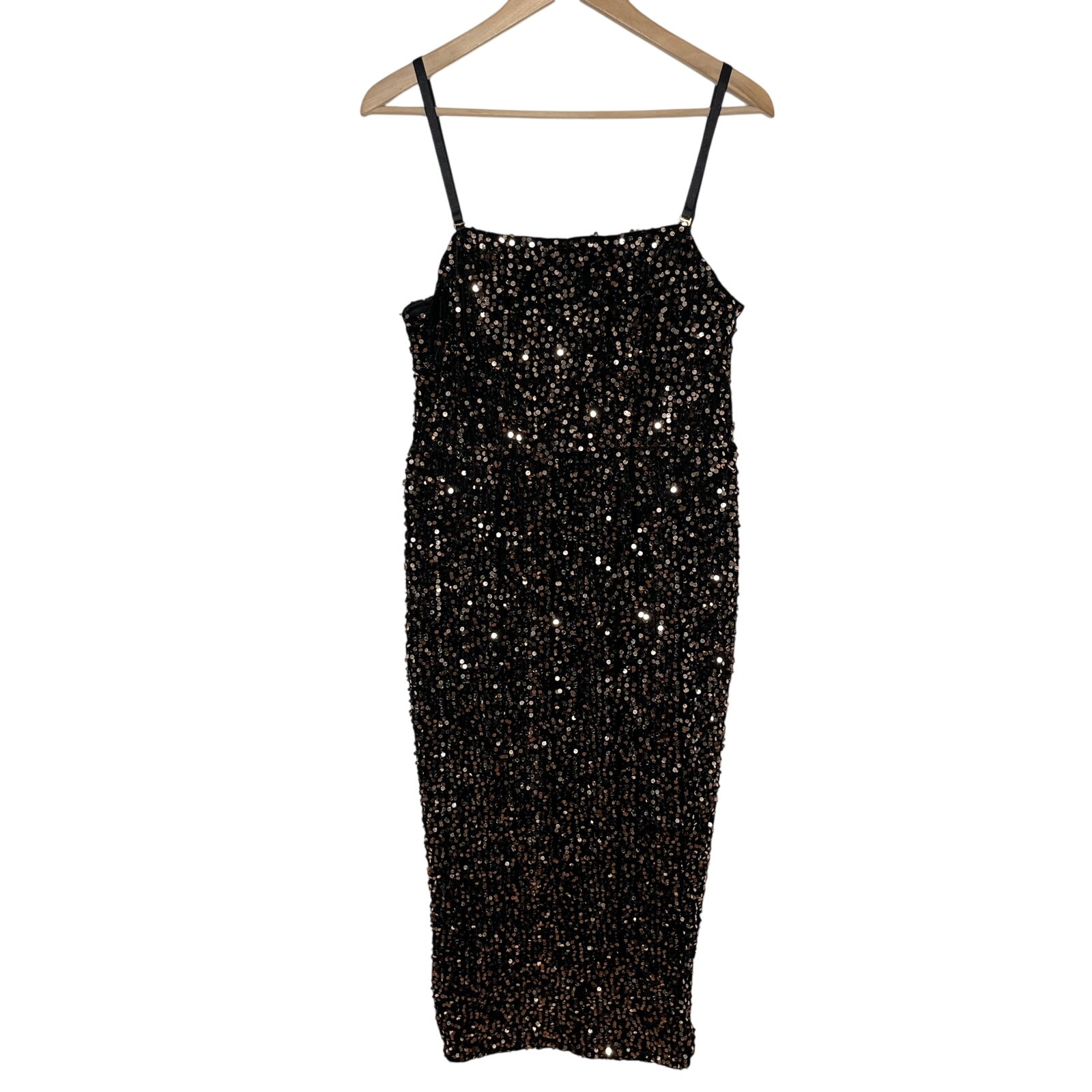 Rebdolls Womens Soraya Sequin Midi Bodycon Dress M Black Cocktail Party Holiday — image 4 of 8
